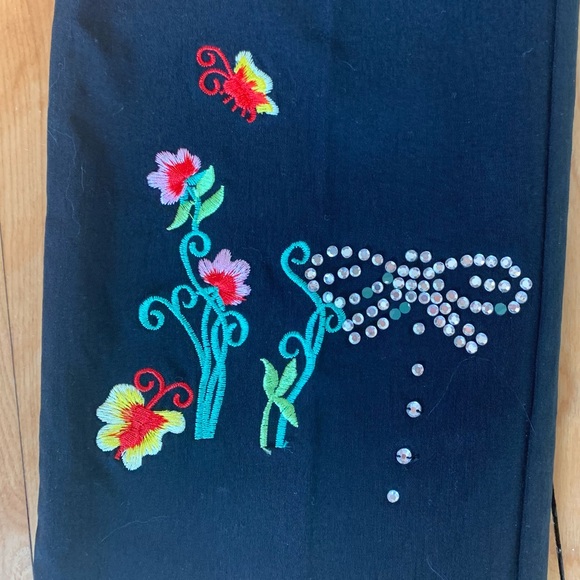 KaK Selection Embellished Black Stretch Ankle Pants (2) - Picture 2 of 4